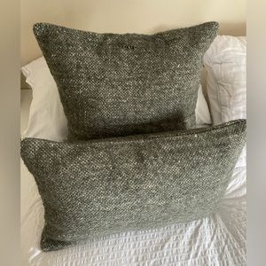 Pottery Barn Green Wool Pillow Shams